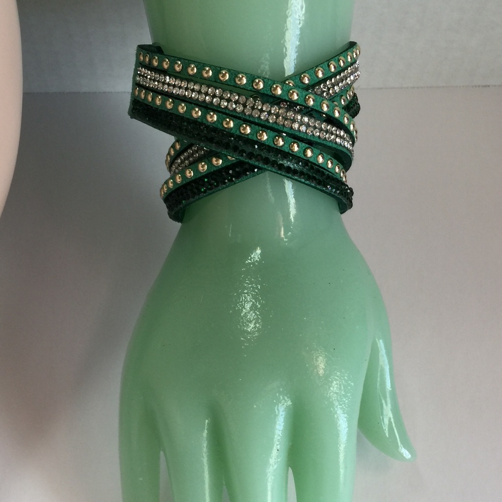 Olive Faux Leather Wrap Bracelet